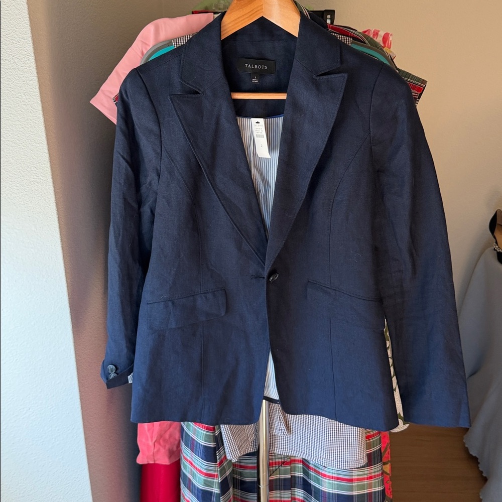 Navy Linen Blazer